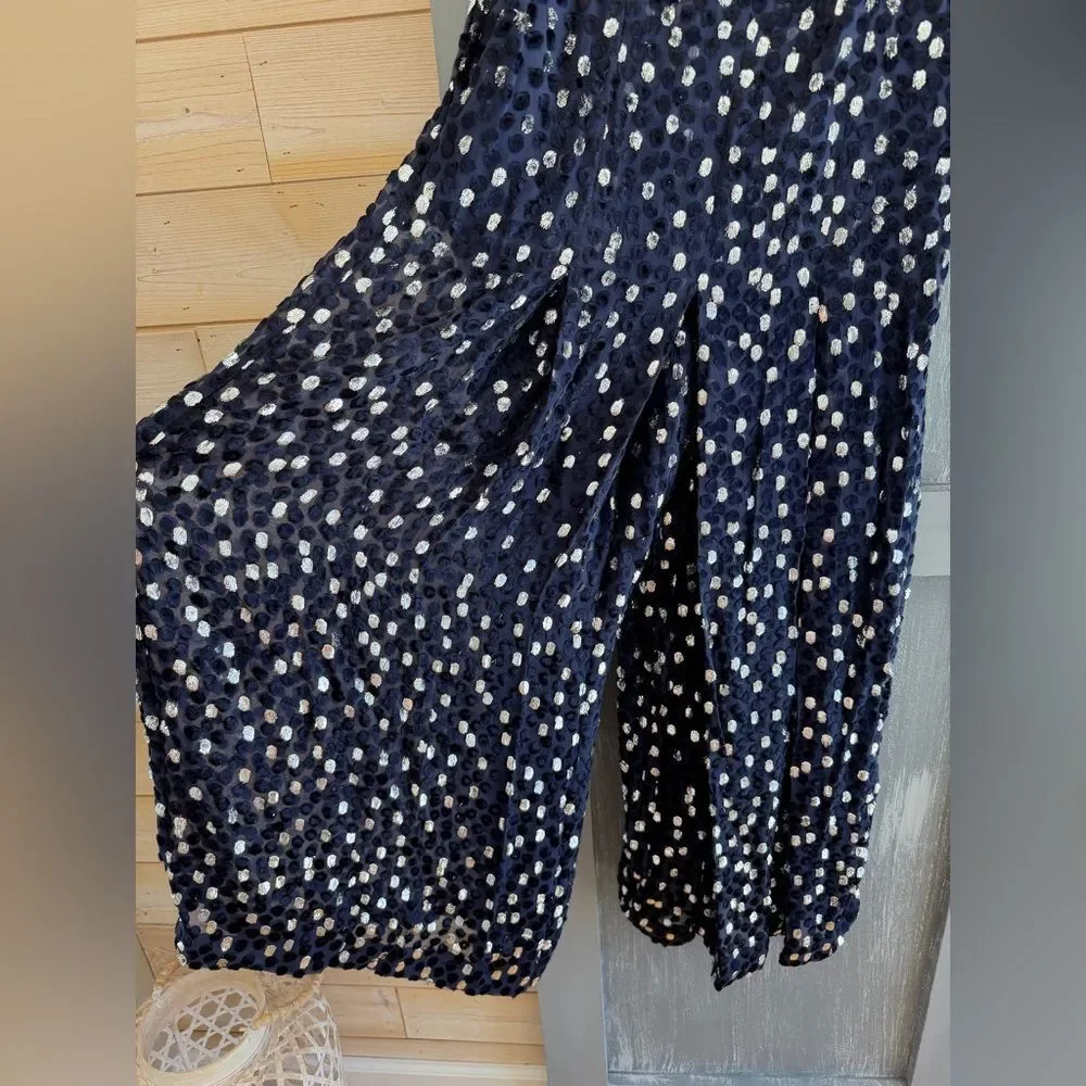 Kate Spade Scatter Dot Burnout Velvet Jumpsuit NWOT Size 4